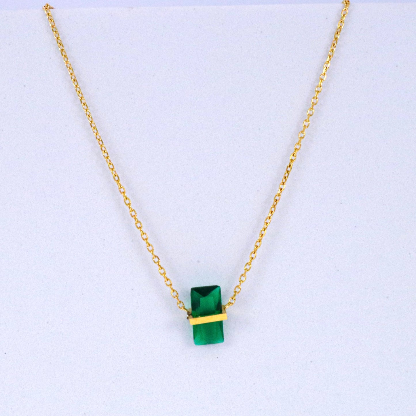 Green Emerald Crystal May Birthstone Necklace