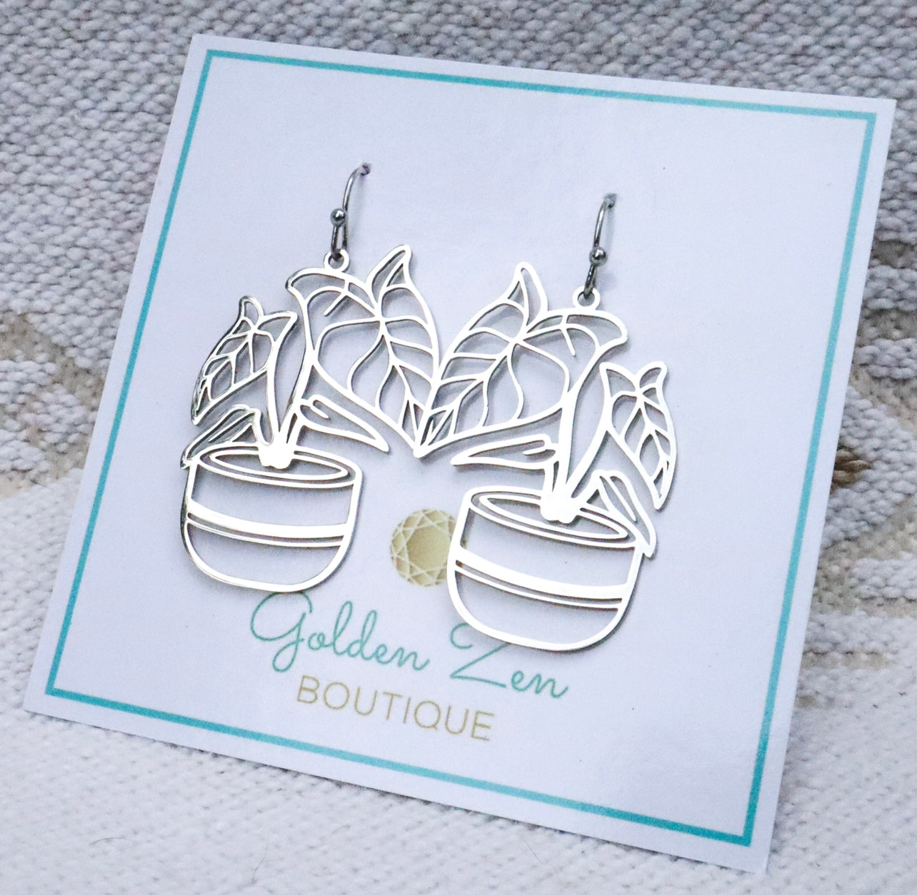 Silver Potted Plant Earrings🪴