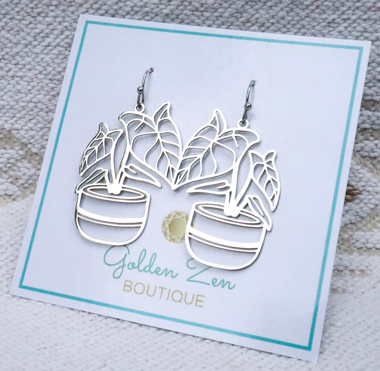 Silver Potted Plant Earrings