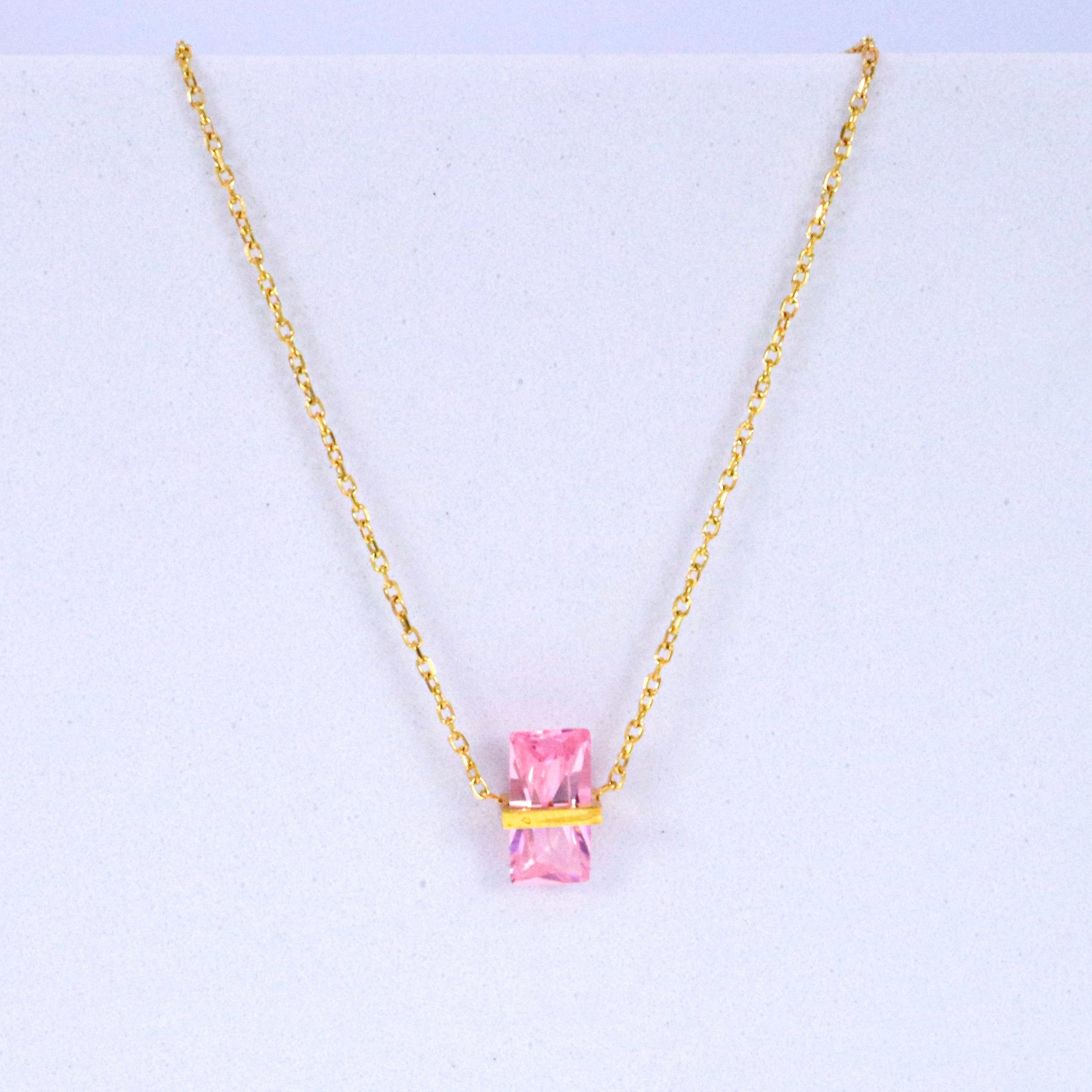 Baby Pink Crystal October Birthstone Necklace