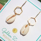 Gold Hexagon Cowrie Shell Earrings