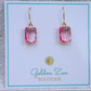 Fluorescent Pink Emerald Cut Gem Earrings