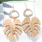 Gold & Crystal Tropical Wood Lead Statement Earrings