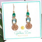 Blue, Green & Gold Greek Godess Earrings
