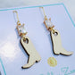 Diamond Baguette & Wood Cowgirl Boot Earrings