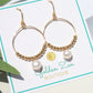Fresh Water Pearl Gold Beaded Hoop Dangle Earrings