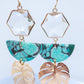 Tropical Turquoise Clay & Palm Leaf Statement Earrings