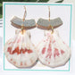 Pink & White Mermaid Scallop Shell Gold Earrings