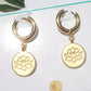 Golden Zen Lotus Flower Hoop Earrings