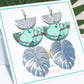 Tropical Turquoise Clay & Silver Palm Leaf Statement Earrings