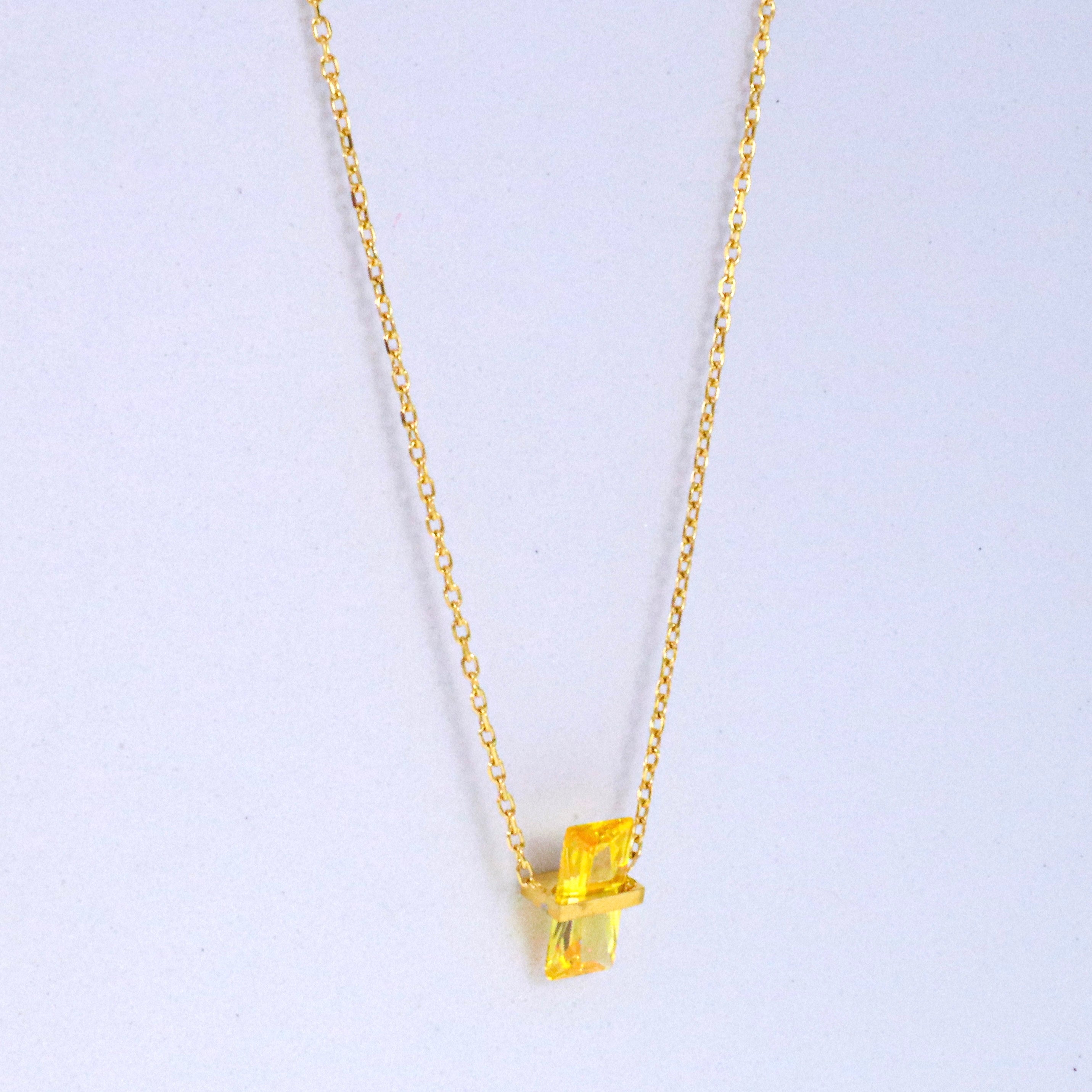 Yellow Citrine Crystal November Birthstone Necklace