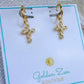 Gold & Diamond Crystal Cross Hoop Earrings