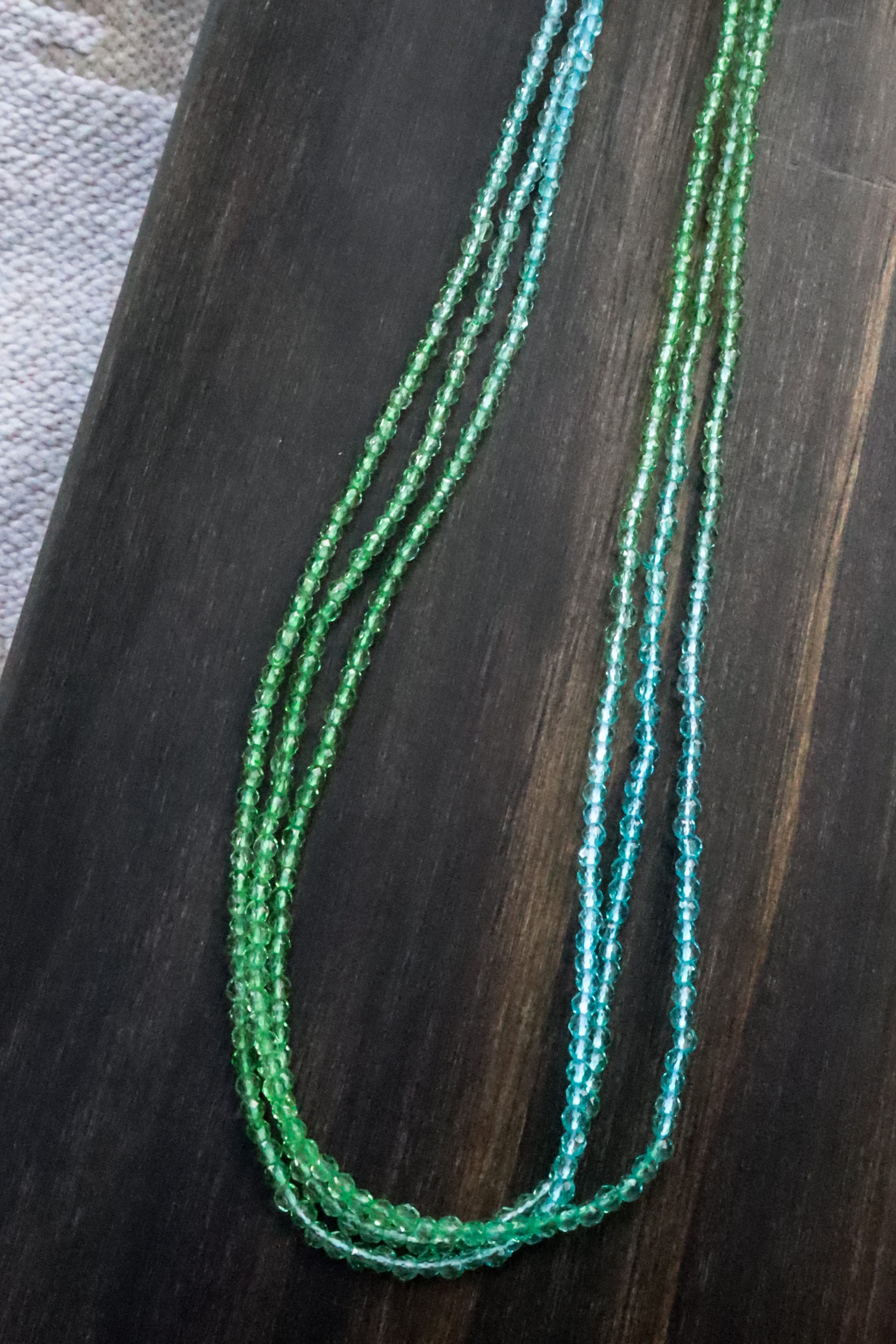 Tri Layer Blue & Green Ombre Crystal Necklace