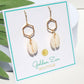 Gold Hexagon Cowrie Shell Earrings