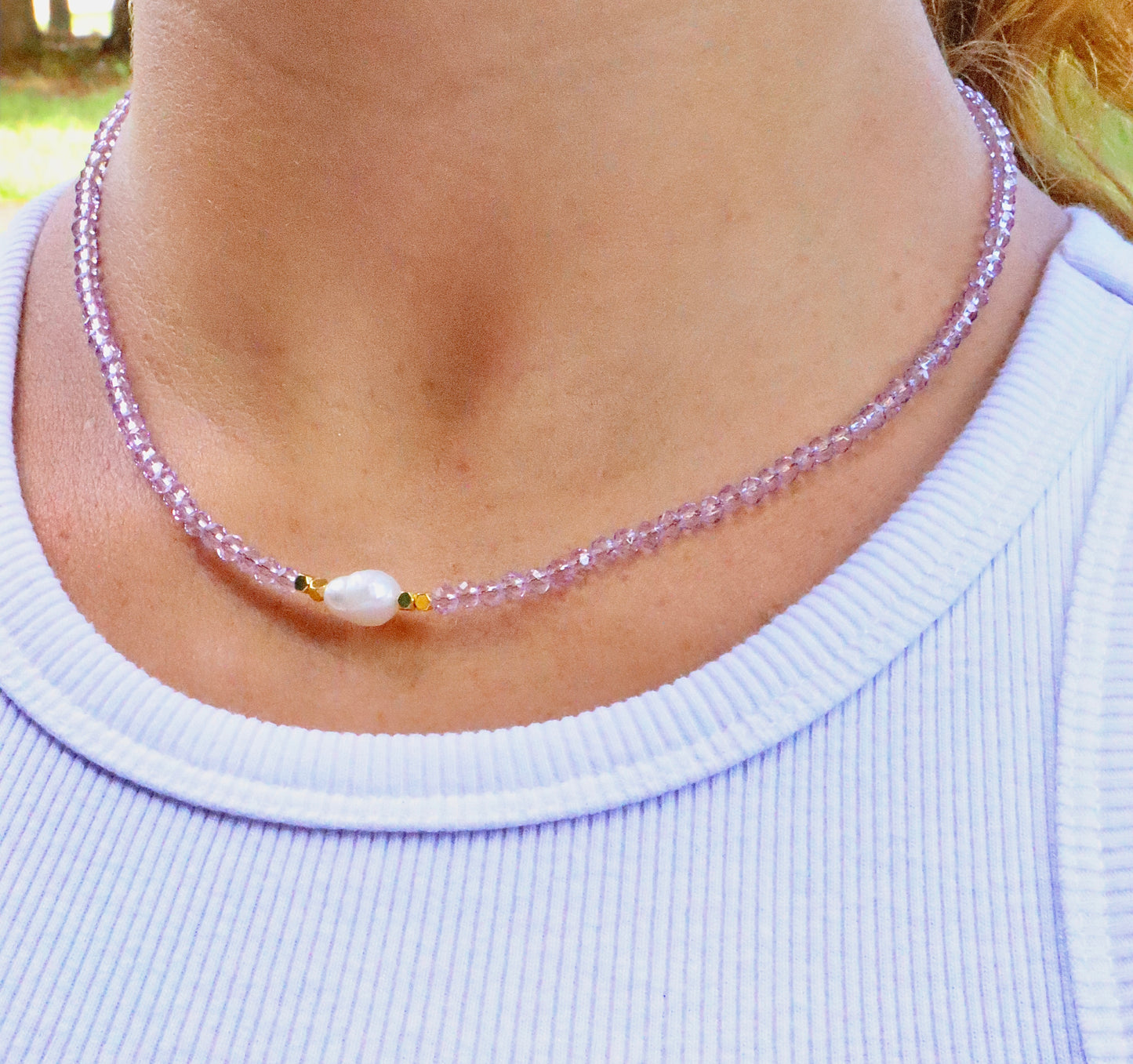 Amethyst Purple Crystal Necklace