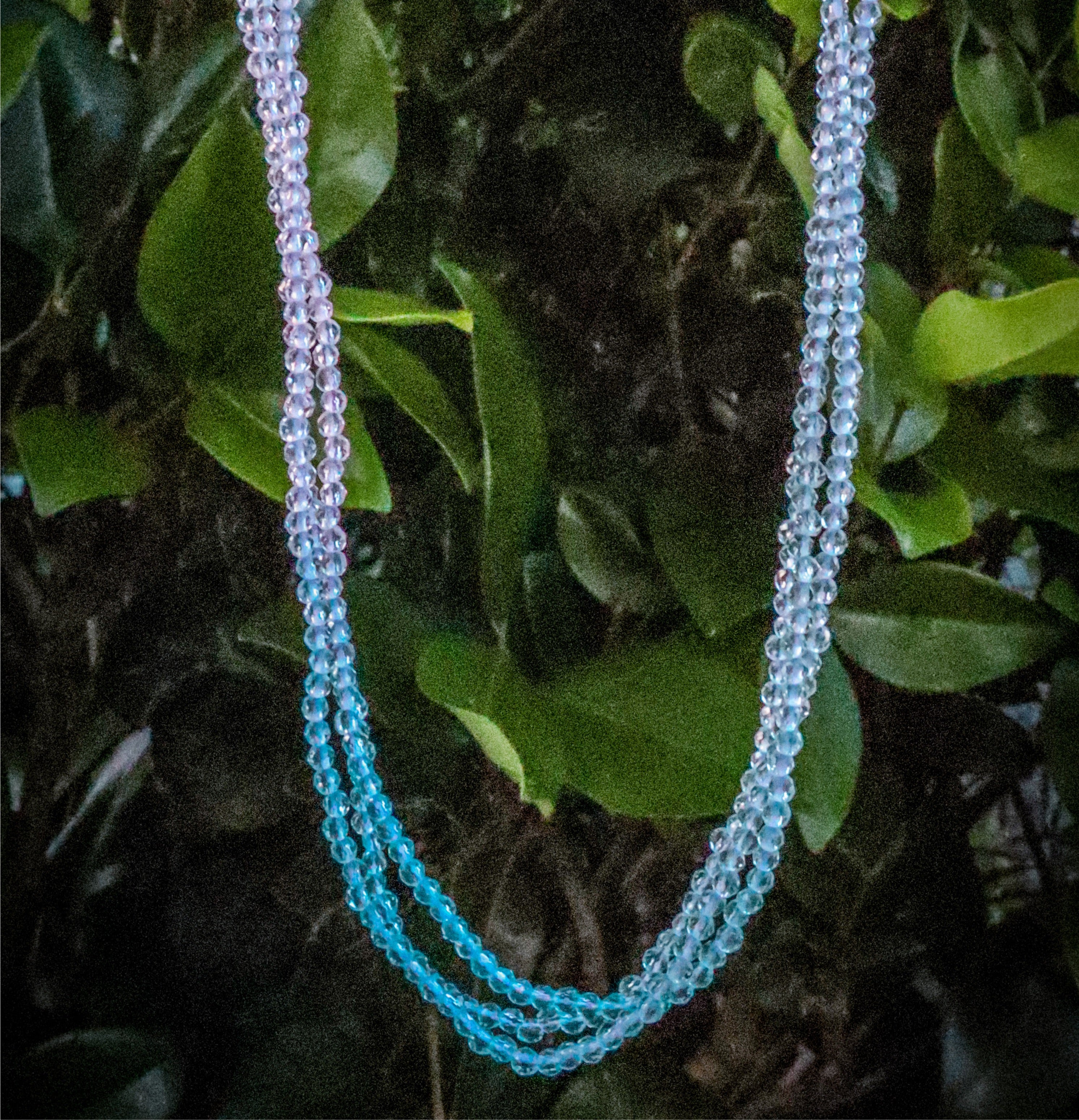 Tri Layer Cotton Candy Pink & Blue Ombre Crystal Necklace
