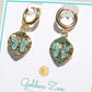 Gold & Blue Butterfly Hoop Earrings