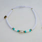 Adjustable White, Teal & Gold Clay Bracelet