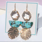 Tropical Turquoise Clay & Palm Leaf Statement Earrings