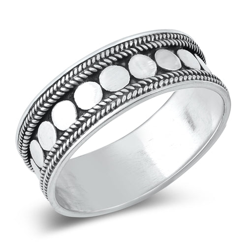 Antiqued Bali Band Sterling Silver Ring