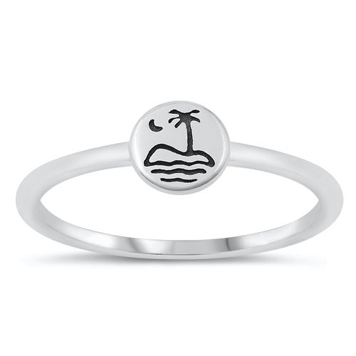 Tropical Island Stamped Sterling Silver Ring