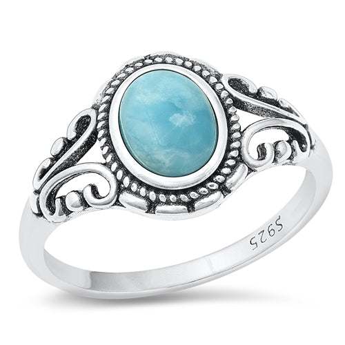 Vintage Style Larimar & Sterling Silver Ring