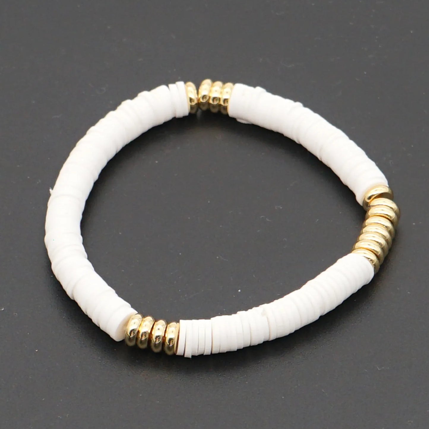 White & Gold Clay Bracelet