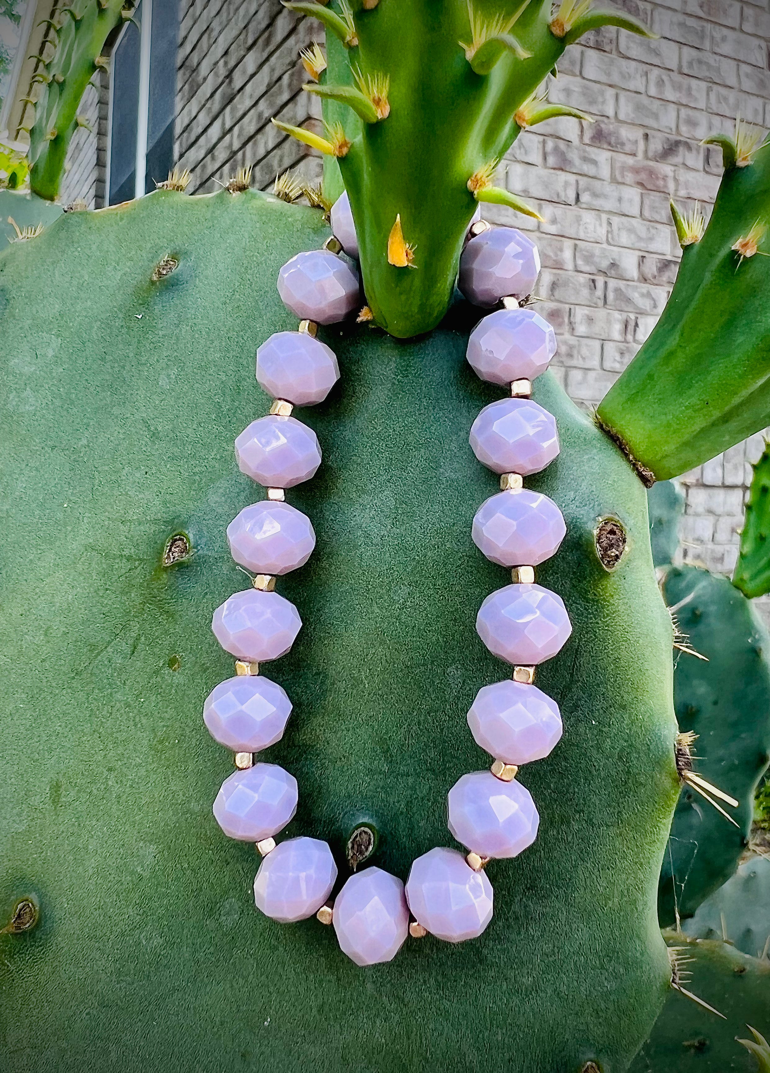 Faceted Lavender Purple Crystal Beaded Bracelet