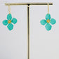 Teal Dogwood Flower Earrings
