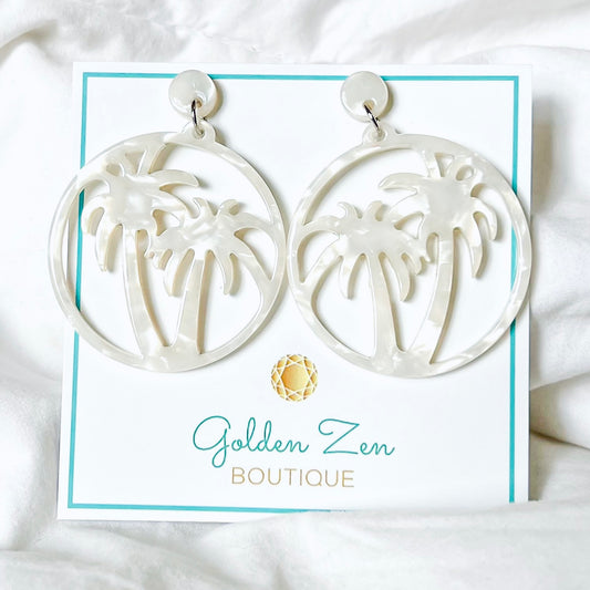 White Palm Tree Earrings
