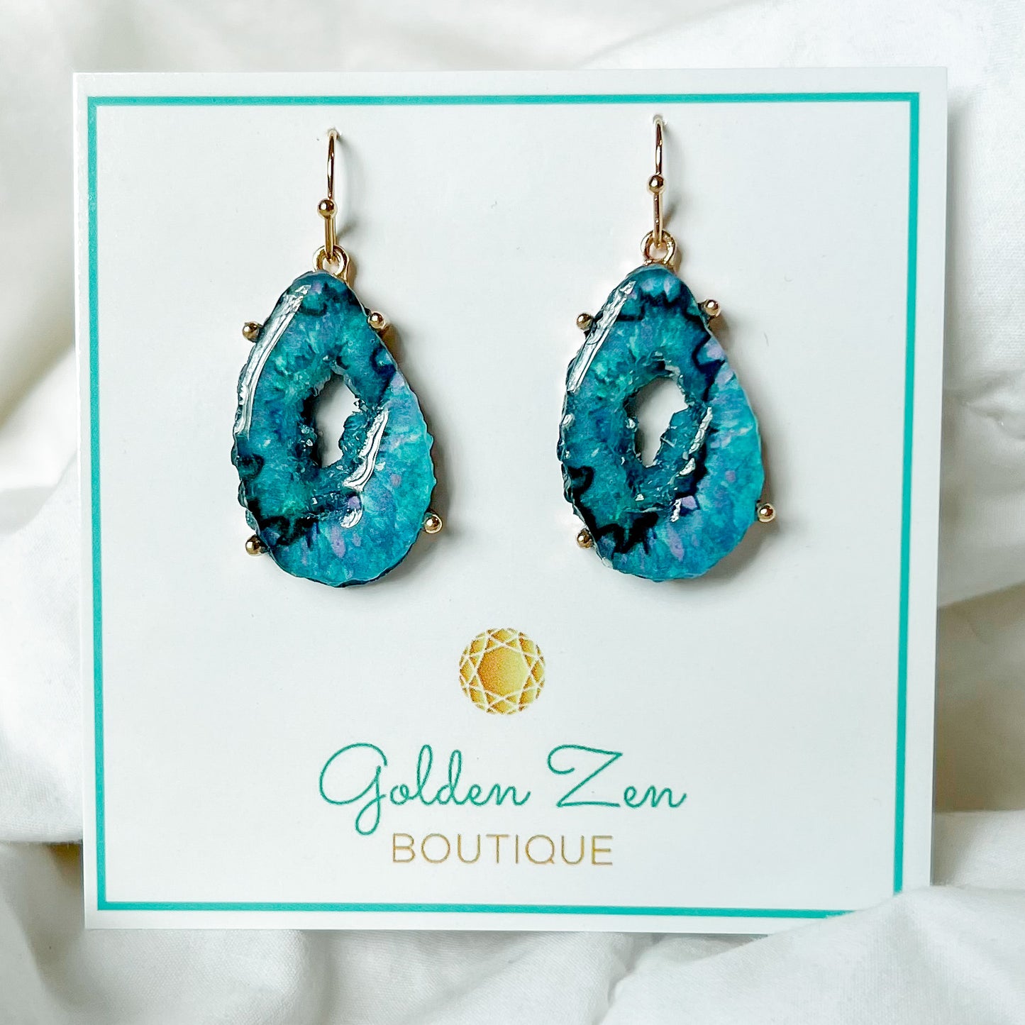Blue Agate Resin Earrings