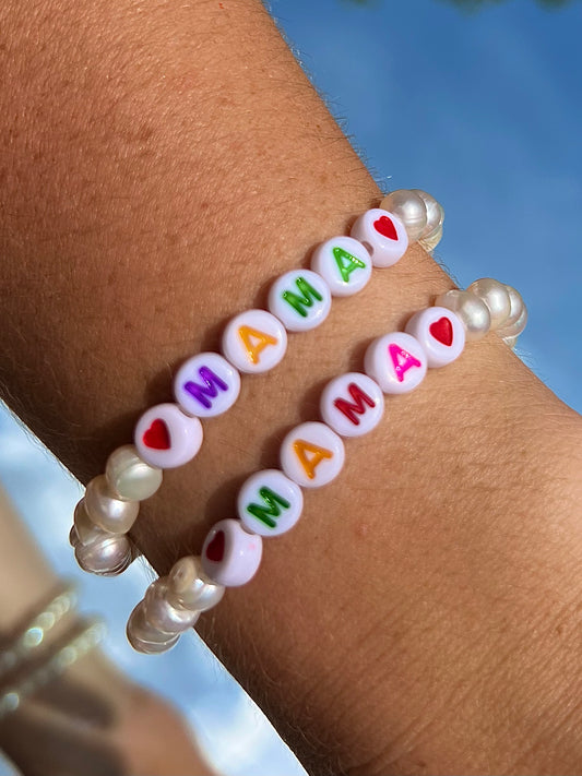 Mama Fresh Water Pearl Word Bracelet