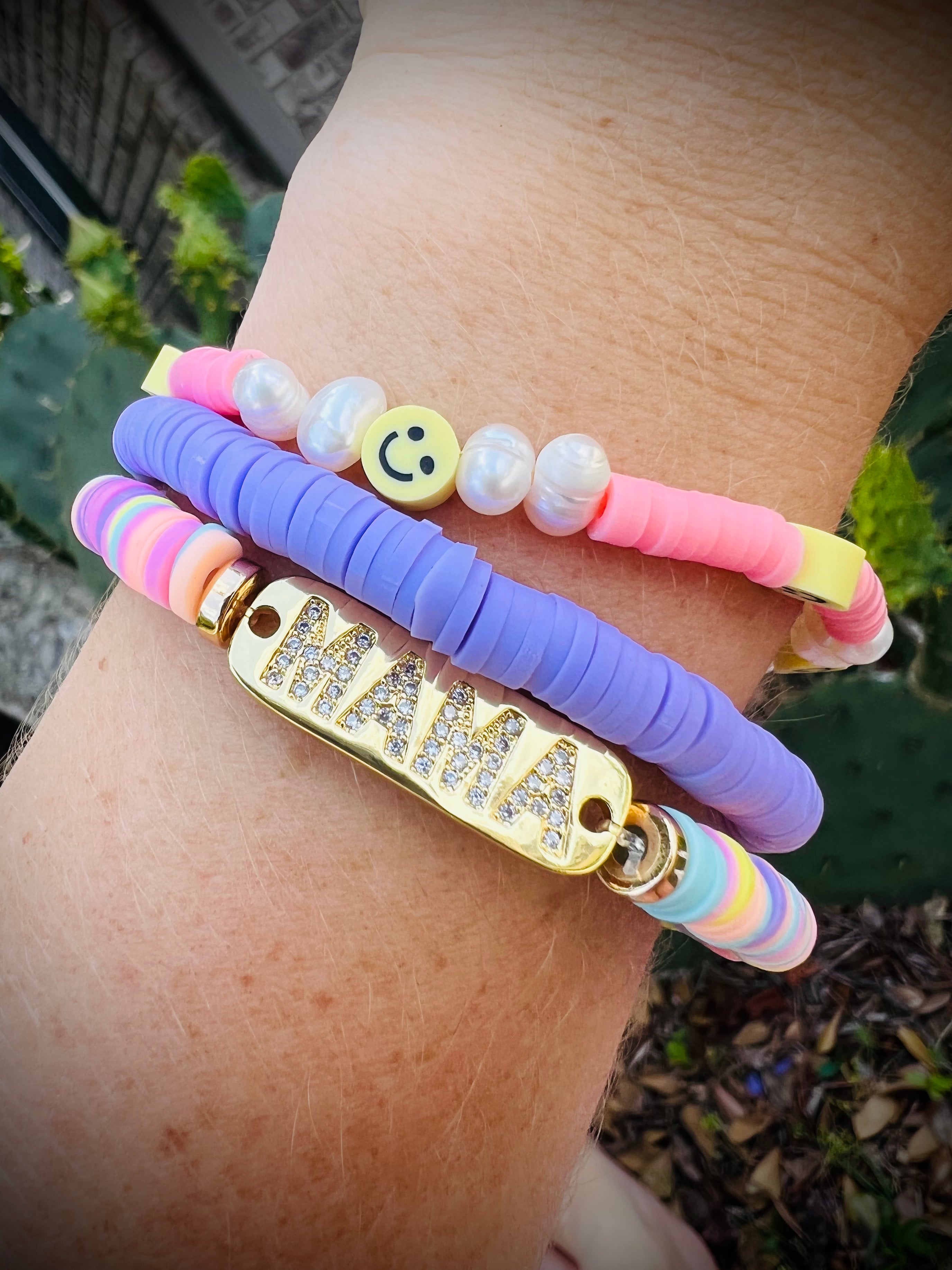 Mama Multicolor Pastel Fimo Clay Bracelet