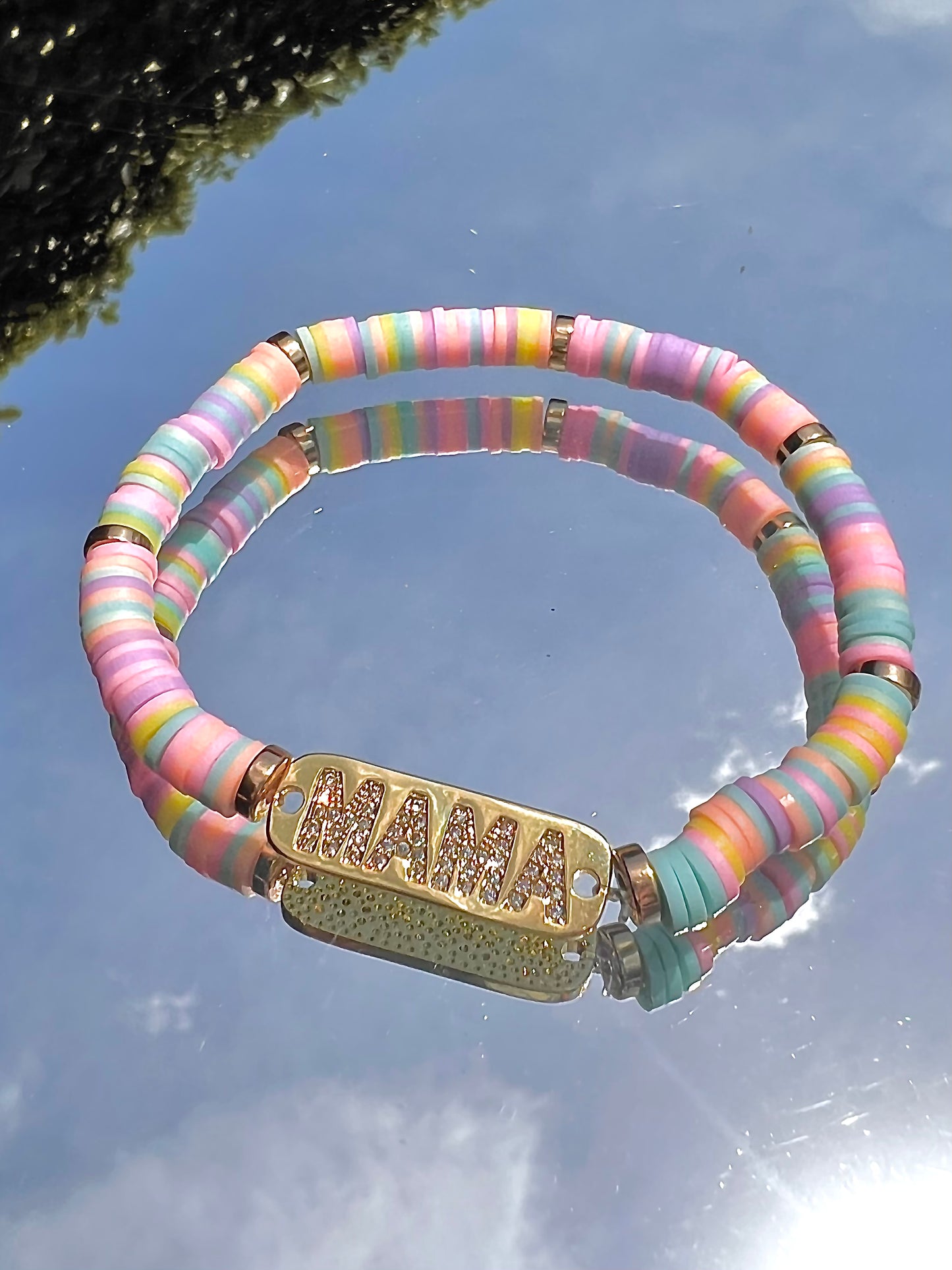 Mama Multicolor Pastel Fimo Clay Bracelet