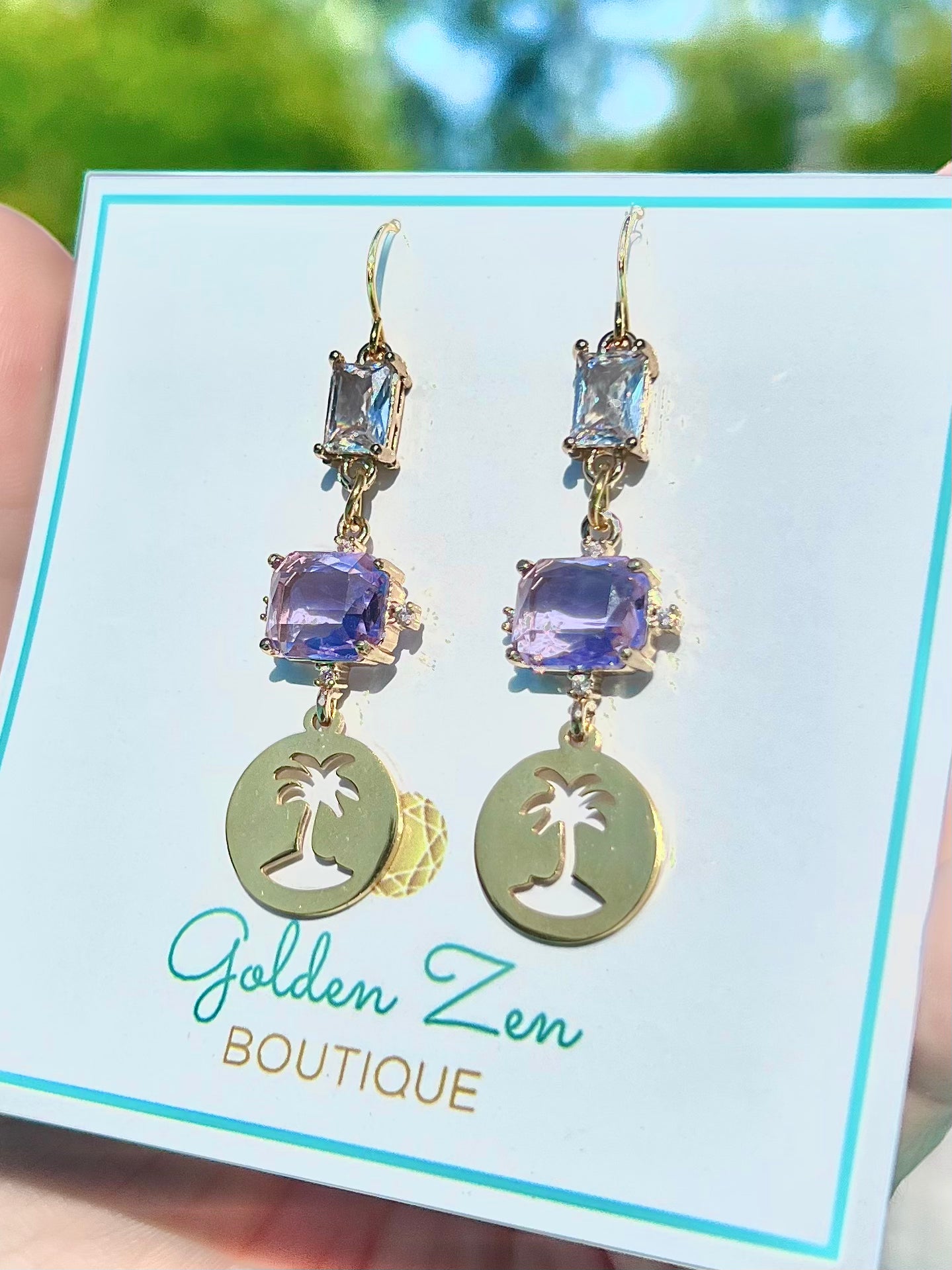 Palm Tree Faceted Crystal Earrings