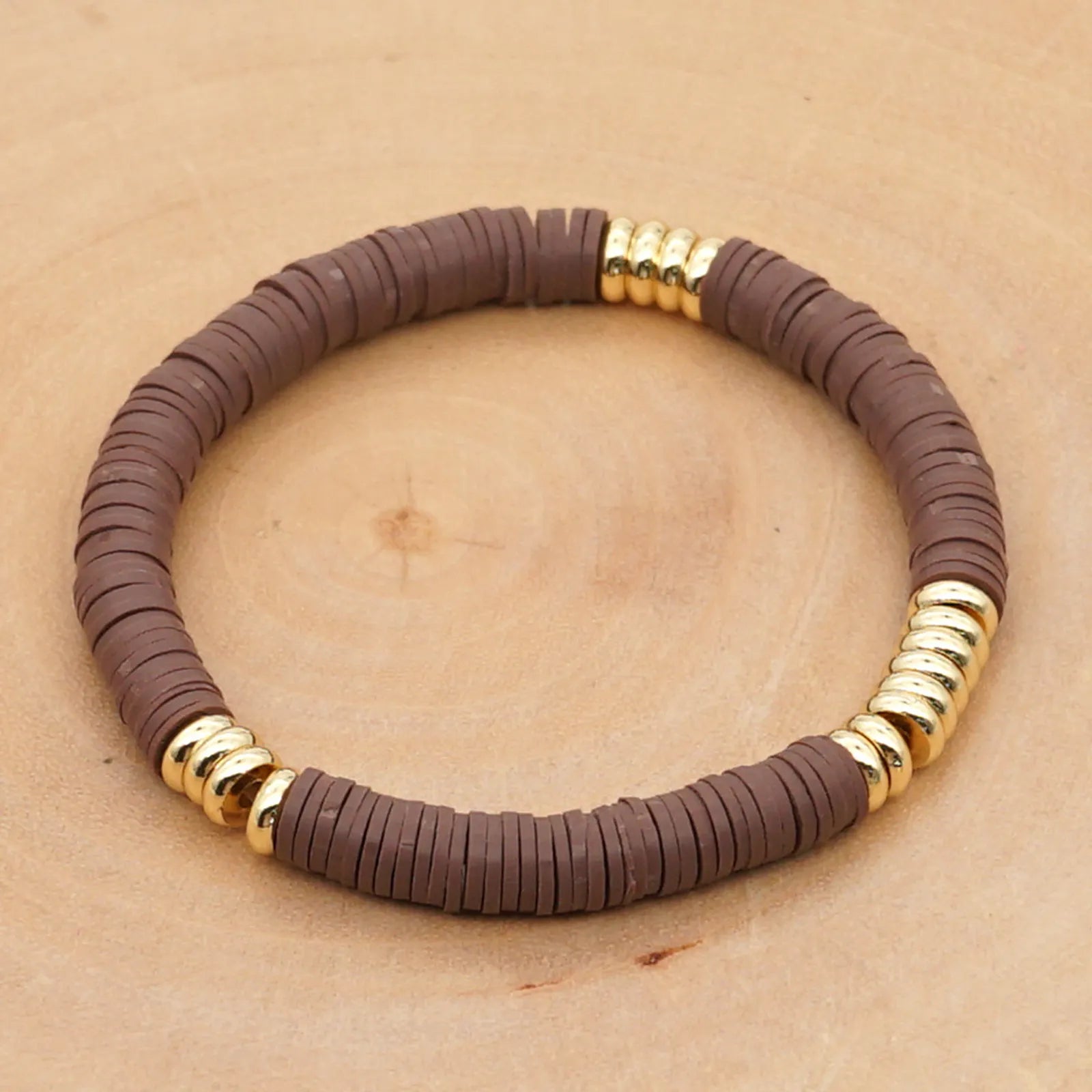 Brown & Gold Clay Bracelet