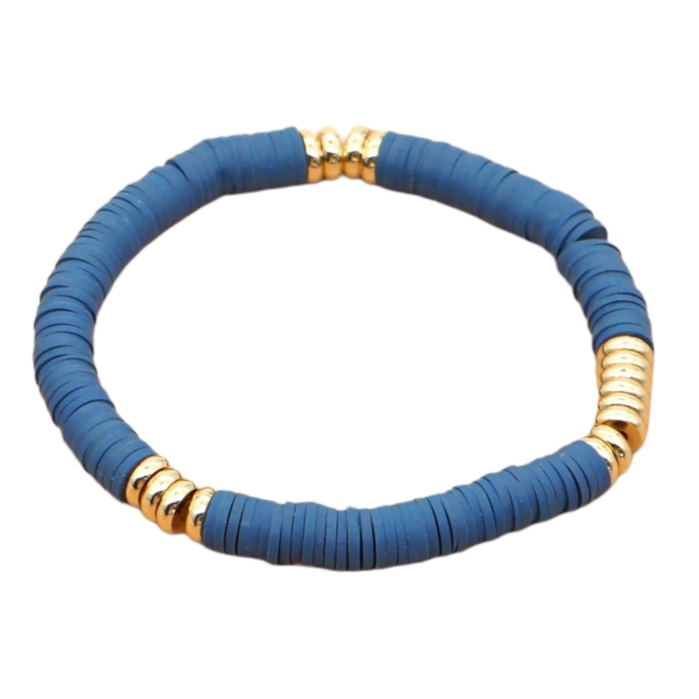 Navy Blue & Gold Clay Bracelet