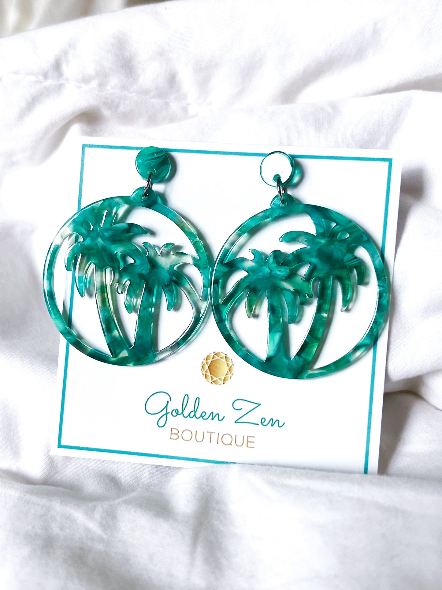 Green Palm Tree Earrings