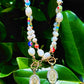 Fresh Water Pearl Millifiori Bead Toggle Clasp Religious Necklace