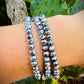 Hematite Tone Grey Crystal Beaded Bracelet