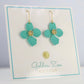 Teal Dogwood Flower Earrings