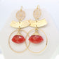 Red Cornelian Stone & Gold Dangle Earrings