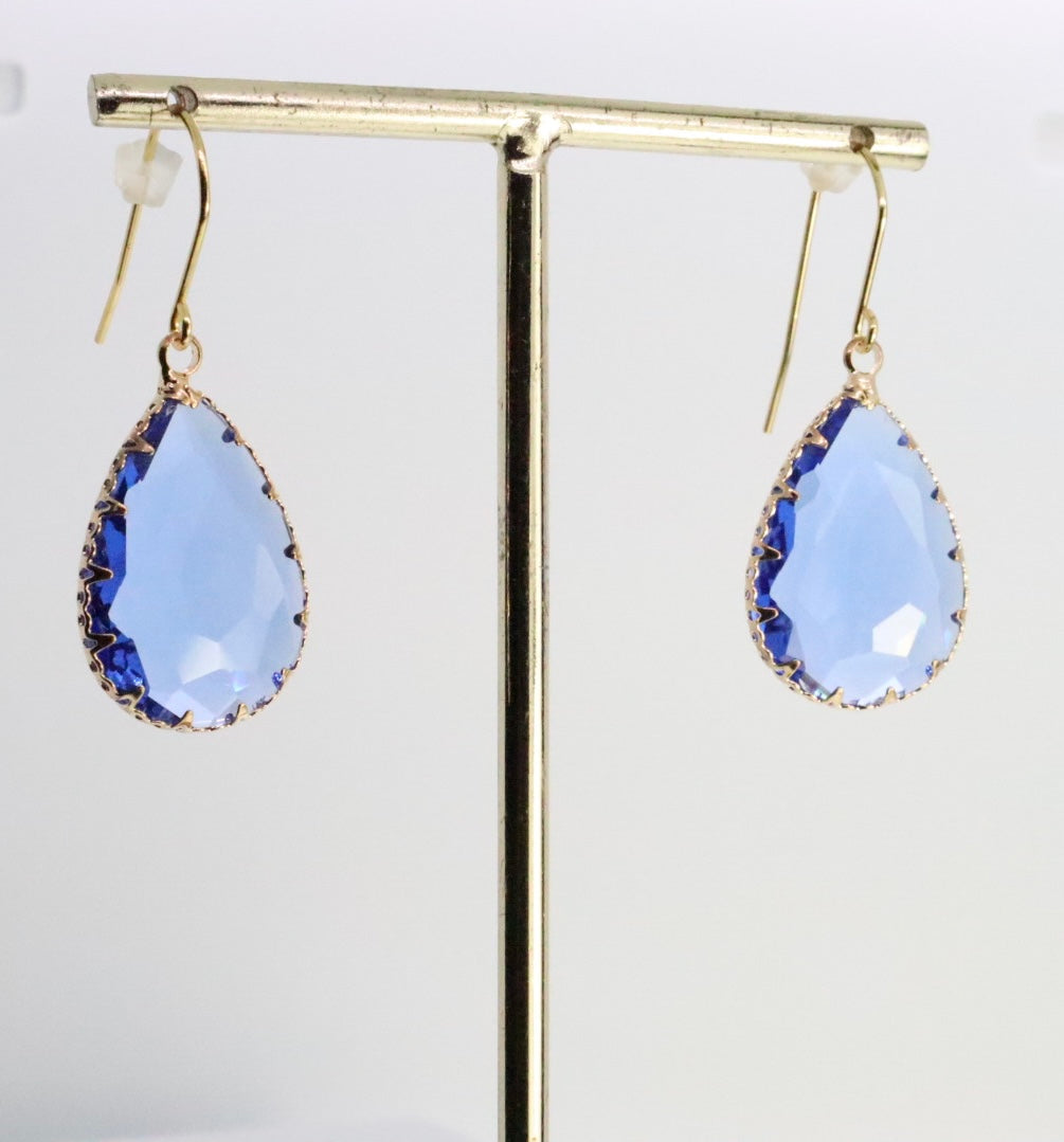 Sapphire Blue Crystal Tear Drop Earrings