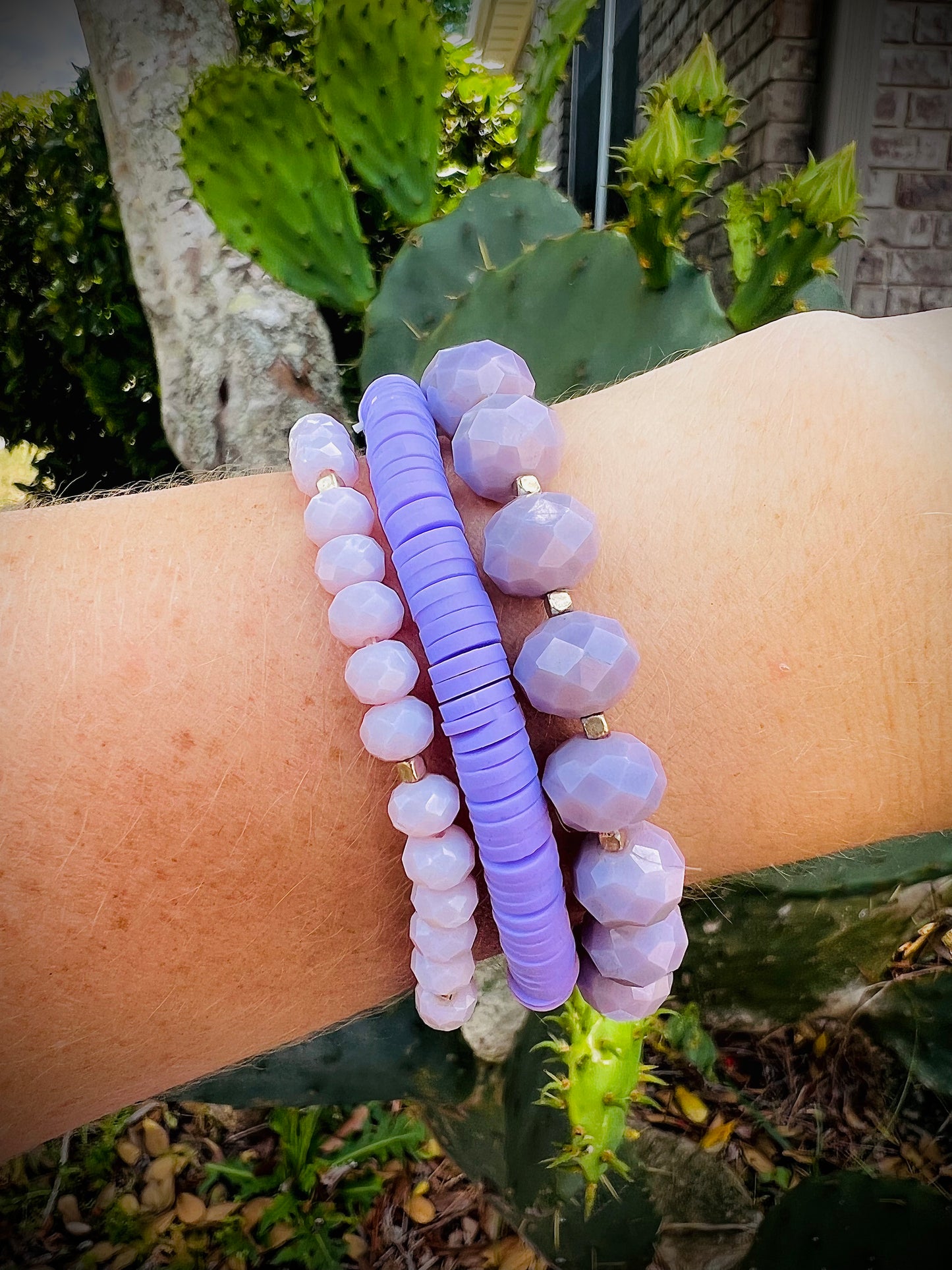 Faceted Lavender Purple Crystal Beaded Bracelet