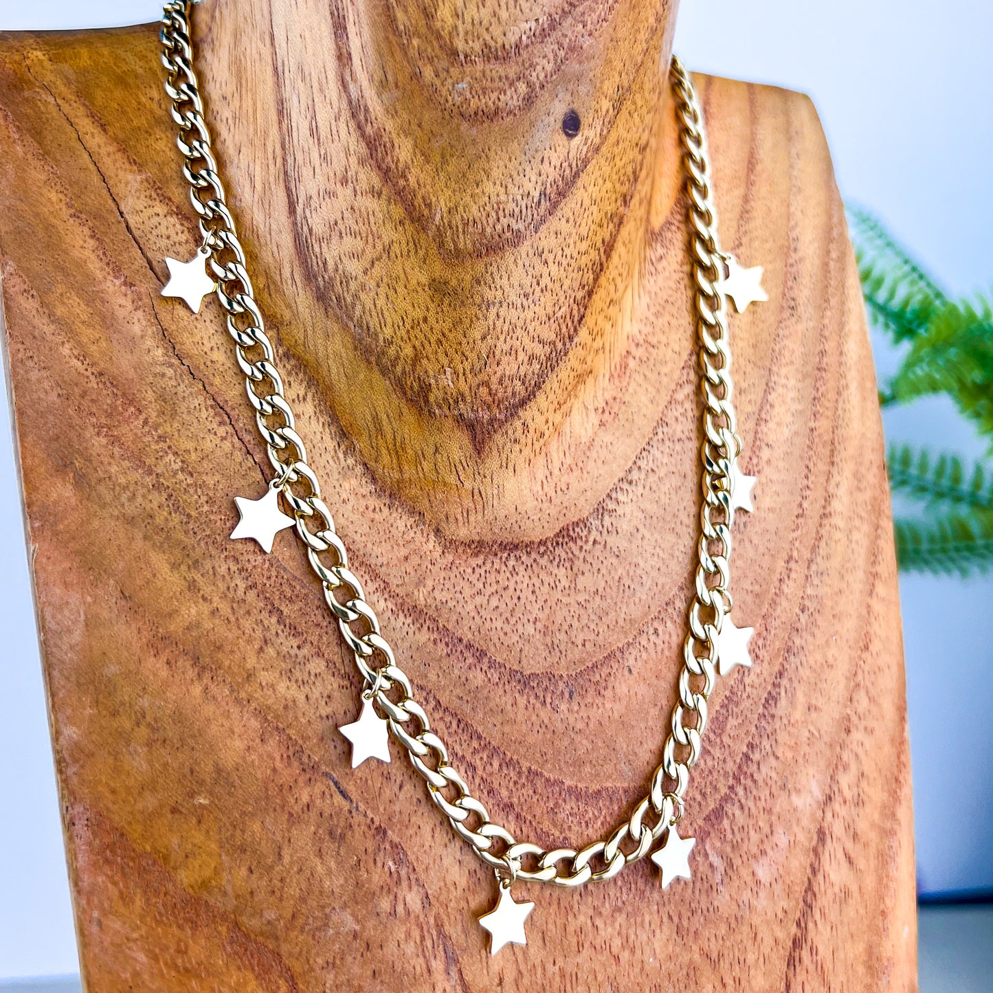 Star Cuban Link Charm Necklace