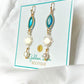 Blue & Gold Star Burst Dangle Earrings