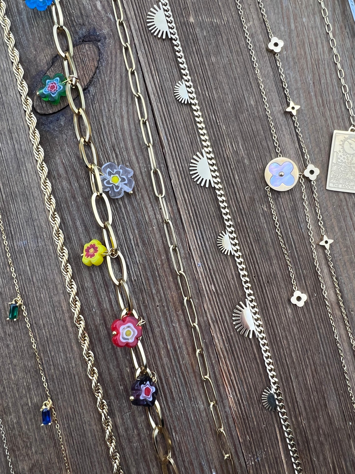 Multicolor Millefiori Flower Charm Necklace