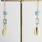 Larimar Cowrie Shell Dangle Earrings