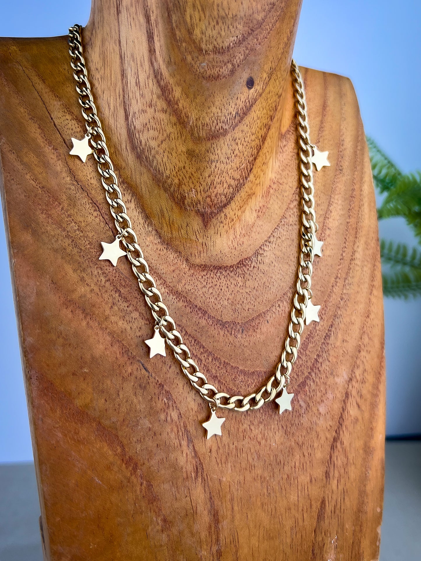 Star Cuban Link Charm Necklace